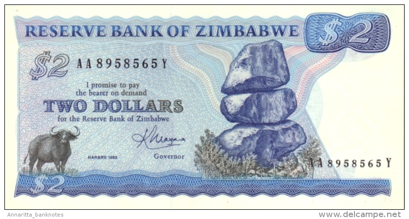 ZIMBABWE 2 DOLLARS 1983 P-1b UNC  [ZW101b] - Simbabwe