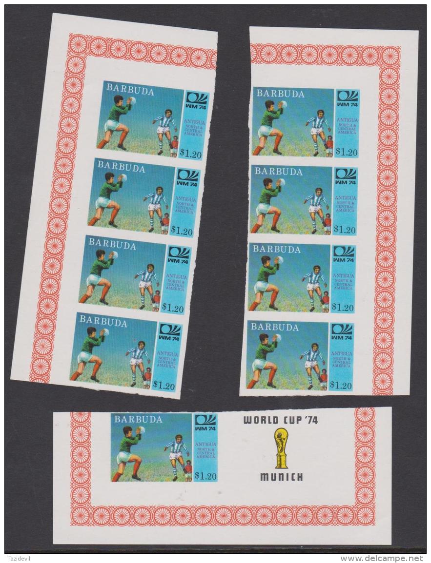 BARBUDA - 1974 $1.20 World Cup Soccer Re-constructed IMPERF  Sheet Of 9. MNH ** - Autres & Non Classés