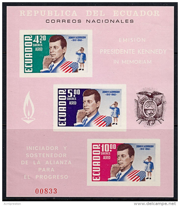 D0155 ECUADOR 1964, J F KENNEDY M-sheet, Mnh - Equateur