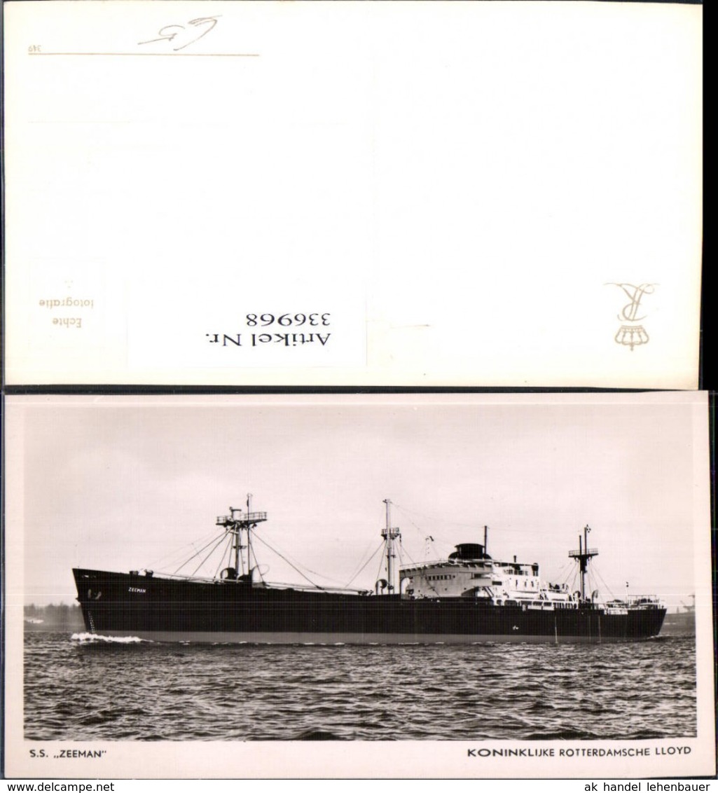 336968,Foto Ak Hochseeschiff Schiff S.S. Zeeman Koninklijke Rotterdamsche Lloyd - Cargos