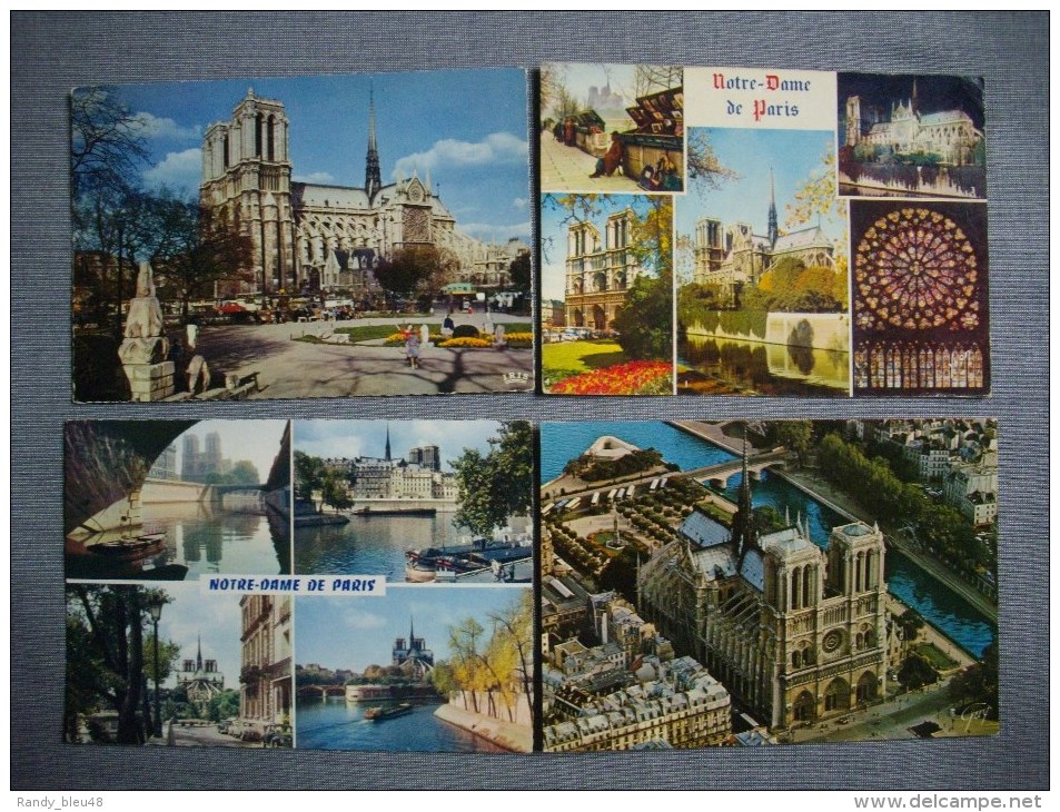LOT DE 4 Cpsm PARIS  -  75  -  Vues Diverses Sur La Cathédrale Notre Dame De Paris - Notre Dame De Paris