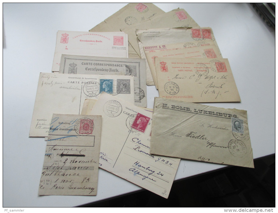 Luxemburg Belege / Ganzsachenposten Ab 1883 Aufbrauchsausgaben Usw. Interessanter Posten! 21 Stück! - Collections