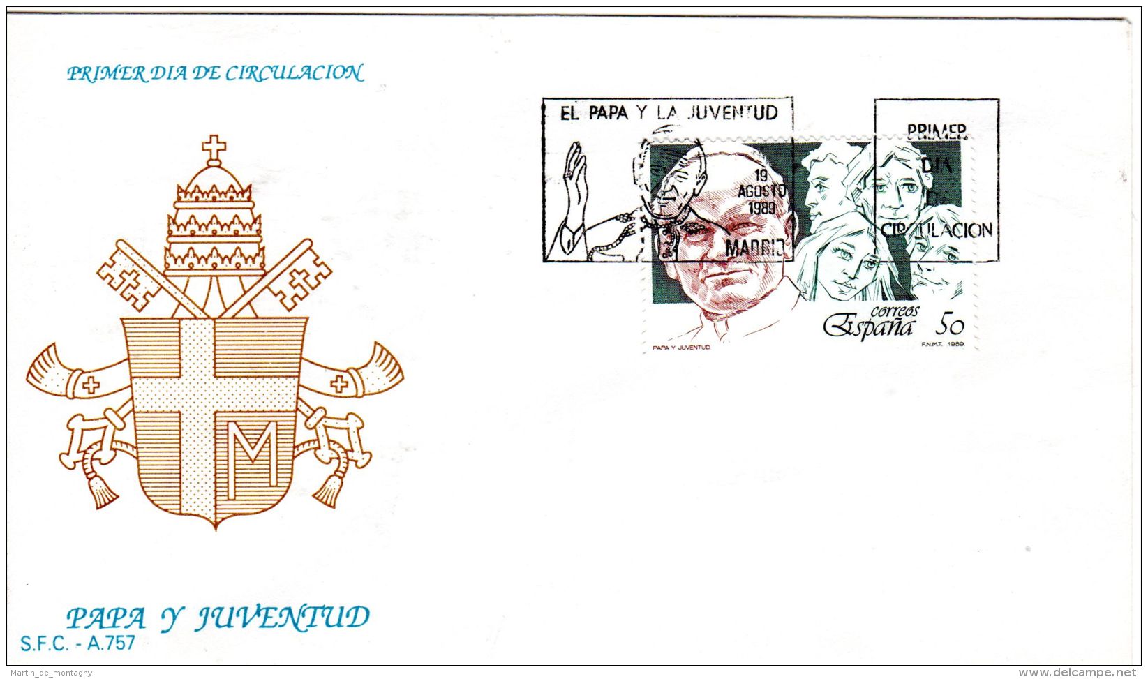 1989, Visit Papale, YT 2637; Lot 68 - FDC