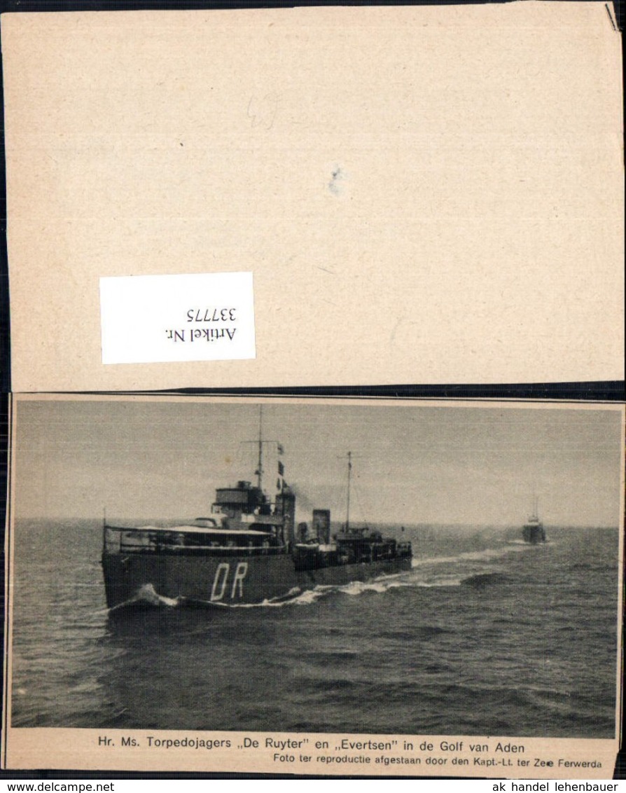 337775,Blatt Schiff Kriegsschiff Marine Hr. Ms. Torpedojagers De Ruyter En Evertsen G - Krieg