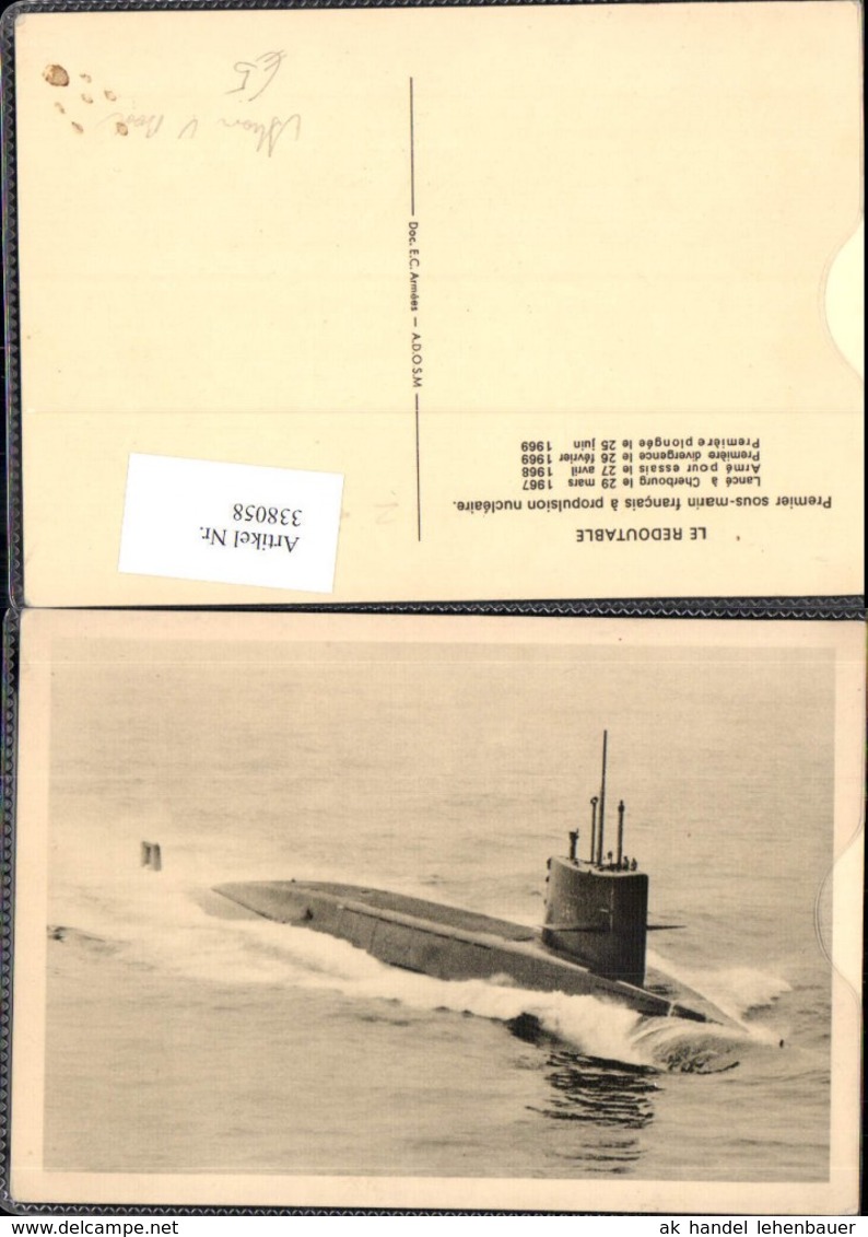 338058,U-Boot Le Redoutable Sous-Marin Francais A Propulsion Nucleaire Atom-U-Boot - Unterseeboote