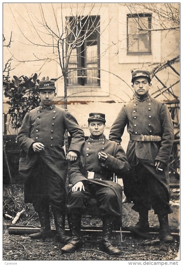 CPA CARTE-PHOTO 72 ALLONNES Sarthe (près Le Mans) Soldats Du 117 ème Régiment D'Infanterie * Militaria Militaire - Allonnes