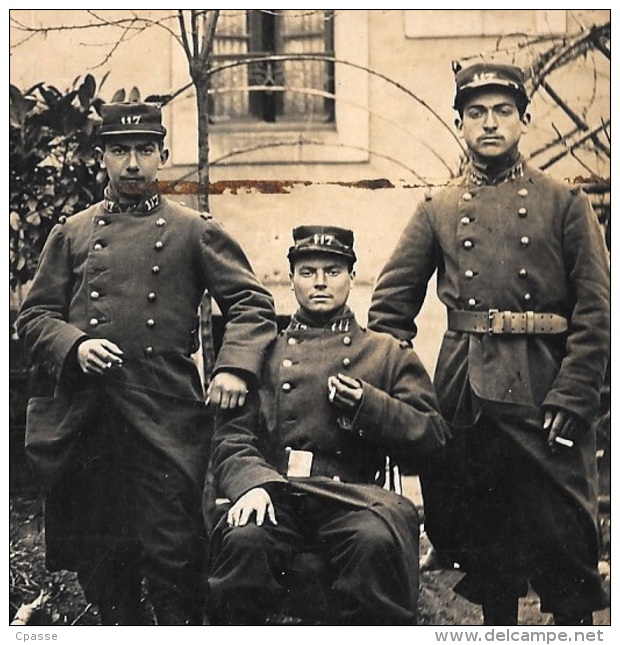 CPA CARTE-PHOTO 72 ALLONNES Sarthe (près Le Mans) Soldats Du 117 ème Régiment D'Infanterie * Militaria Militaire - Allonnes