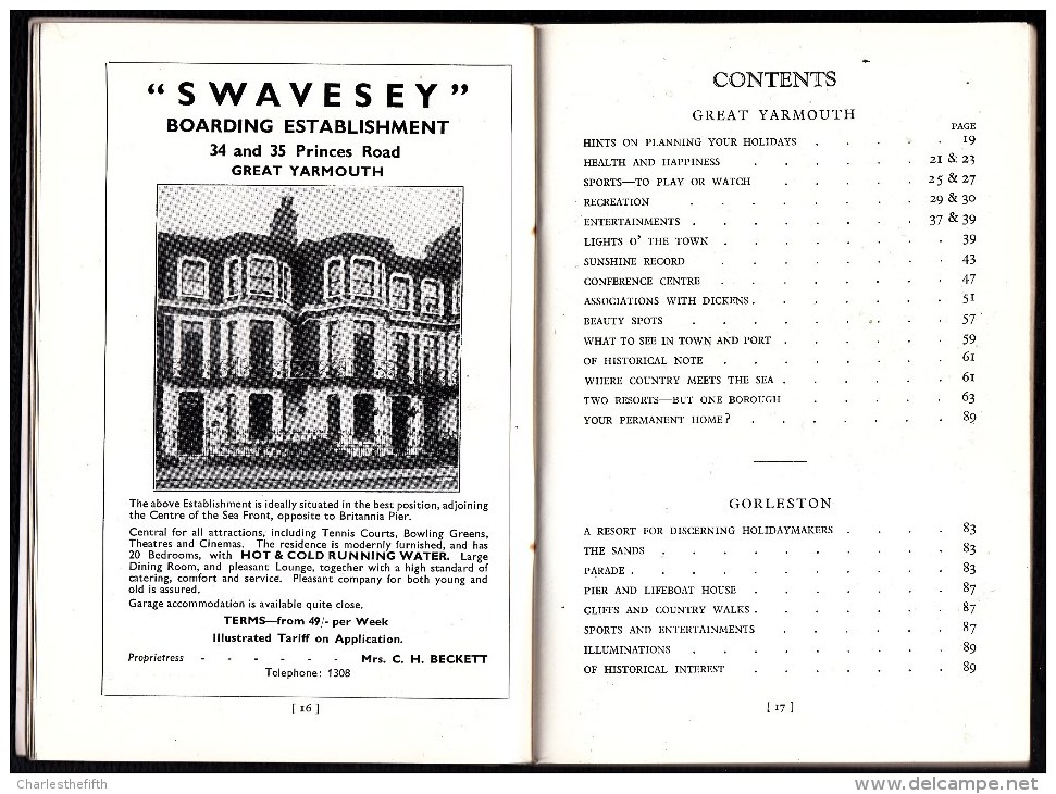 1936 !  GREAT YARMOUTH AND GORLESTON ON SEA - Official Travel Guide With 104 Pages In Good Condition ! - Dépliants Touristiques