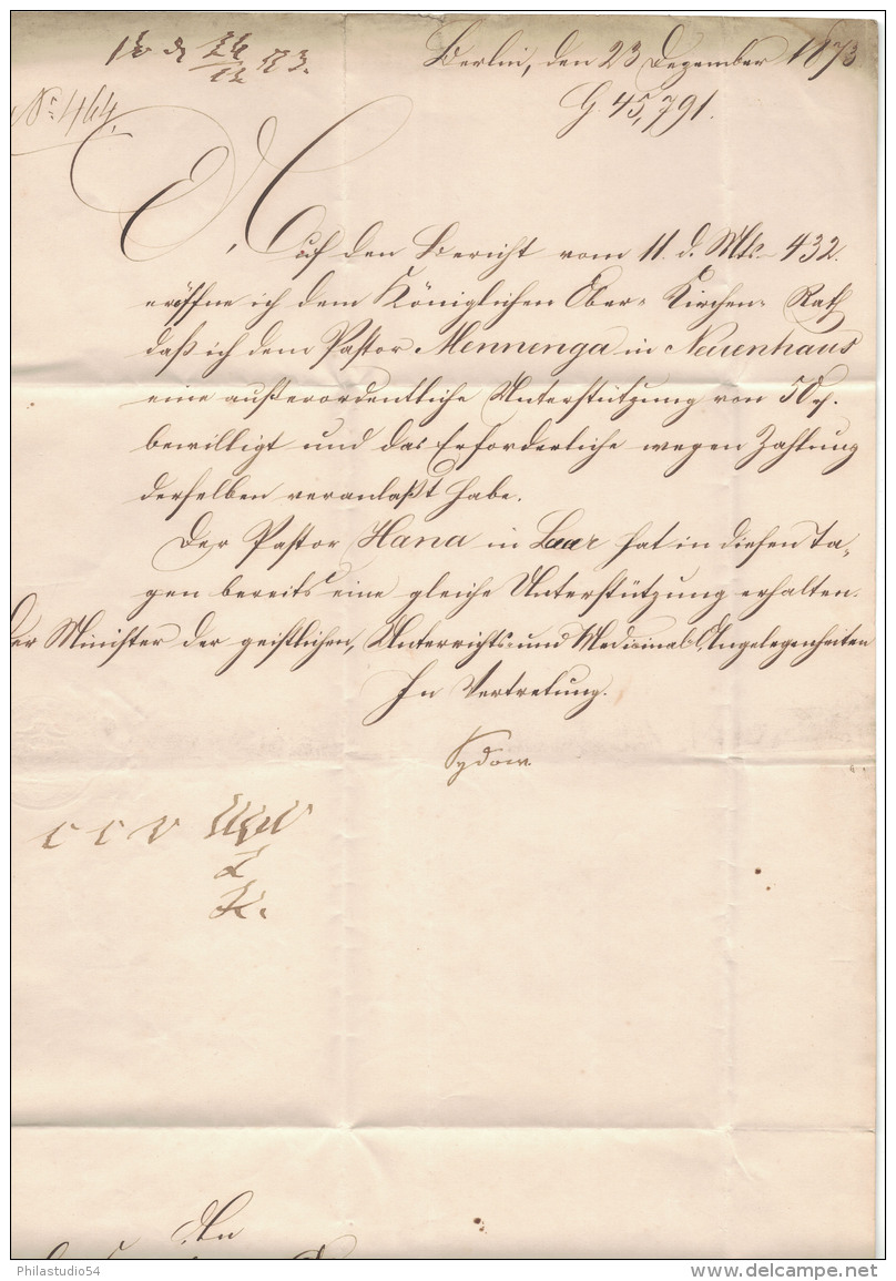 1872, Portopflichtige Dienstsache Mit Senkrechtem Prachtpaar 1 Groschen Großer Brustschild Entwertet BERLIN P.A. 46 (KBH - Machines à Affranchir (EMA)