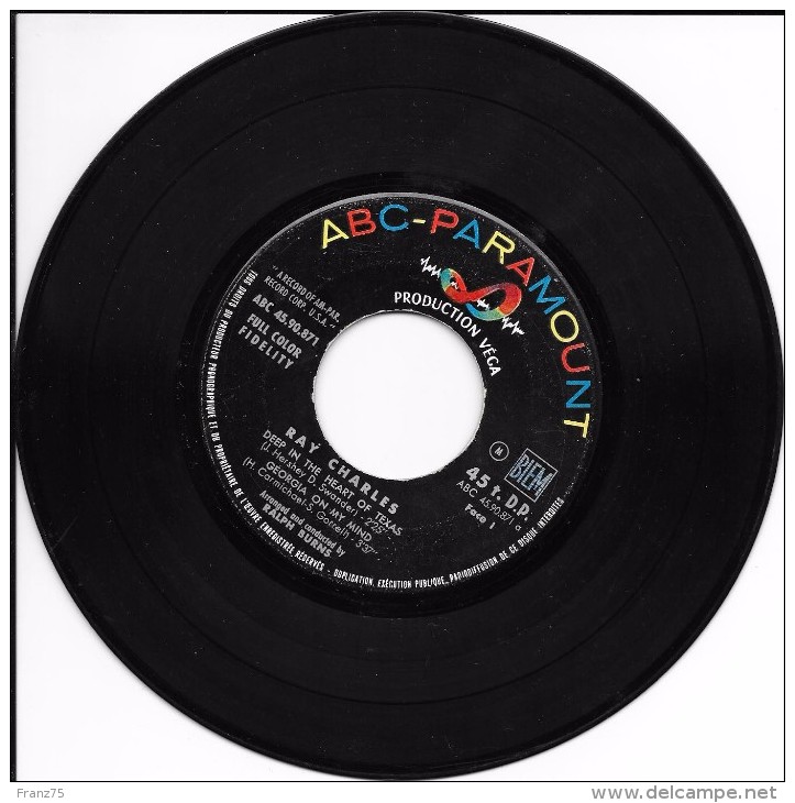 Ray CHARLES-Georgia On My Mind- 45 T.(4 Titres)-ABC-PARAMOUNT--BE - Blues