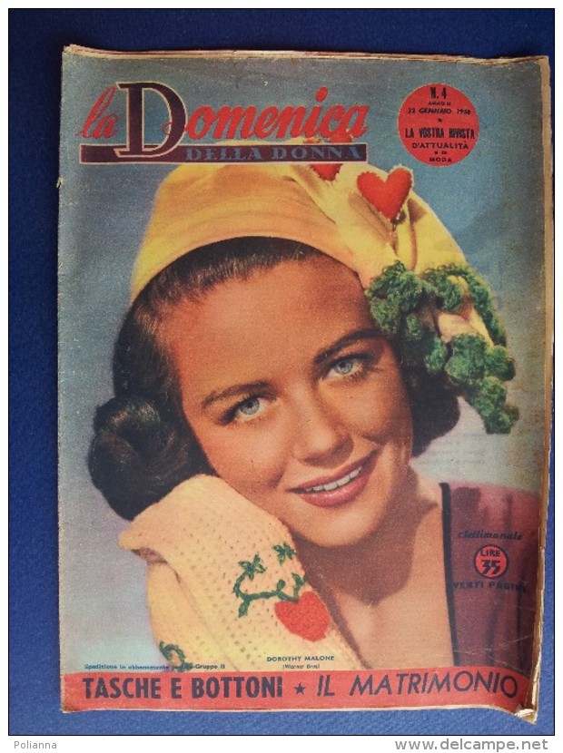 M#0R25 Rivista LA DOMENICA DELLA DONNA 1950/DOROTHY MALONE/GARY COOPER-MADELEIN CARROLL - Mode