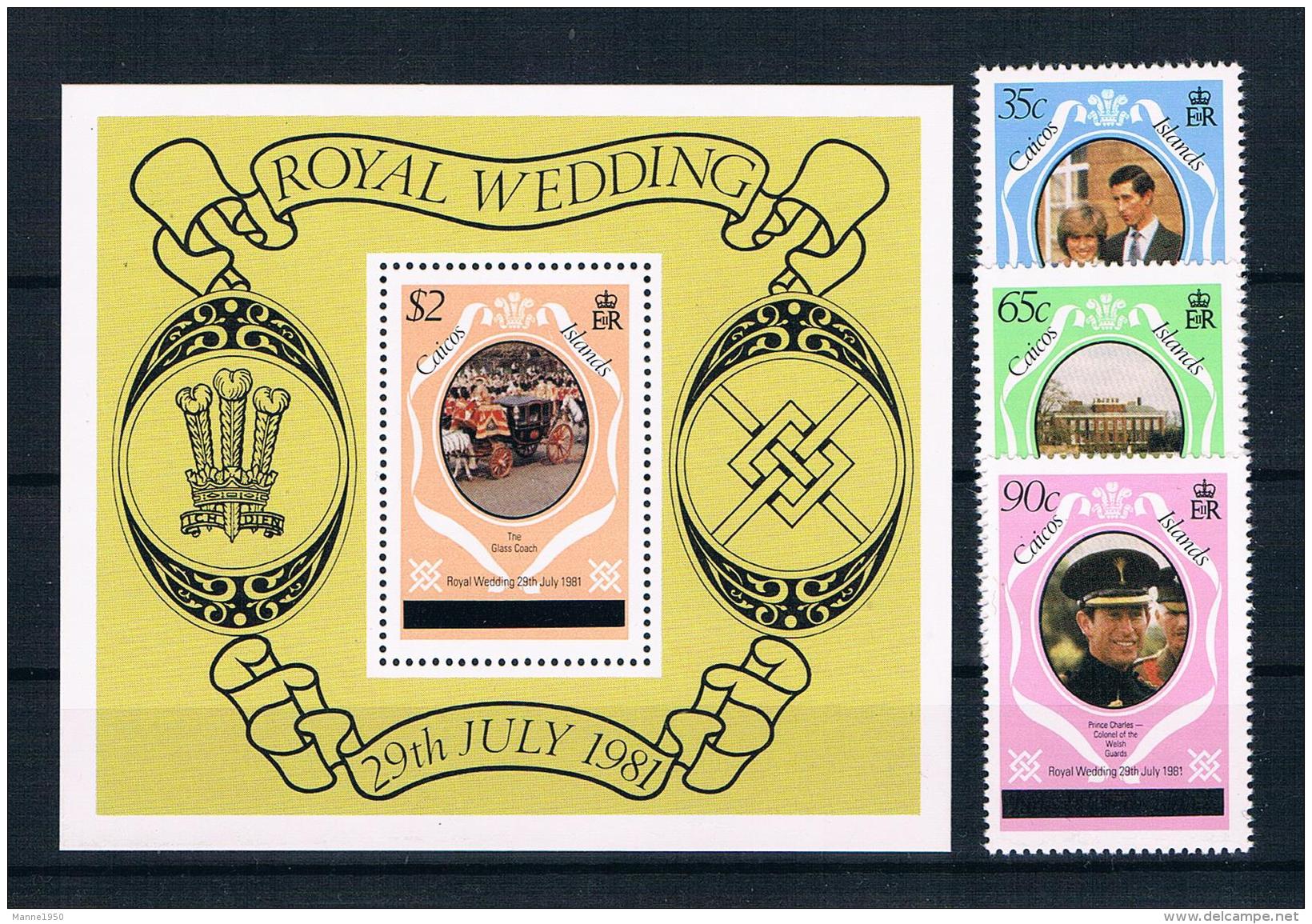 Caicos Inseln 1981 Royal Wedding - Charles Und Diana Mi.Nr. 8/10 I + Block 1 ** - Turks E Caicos