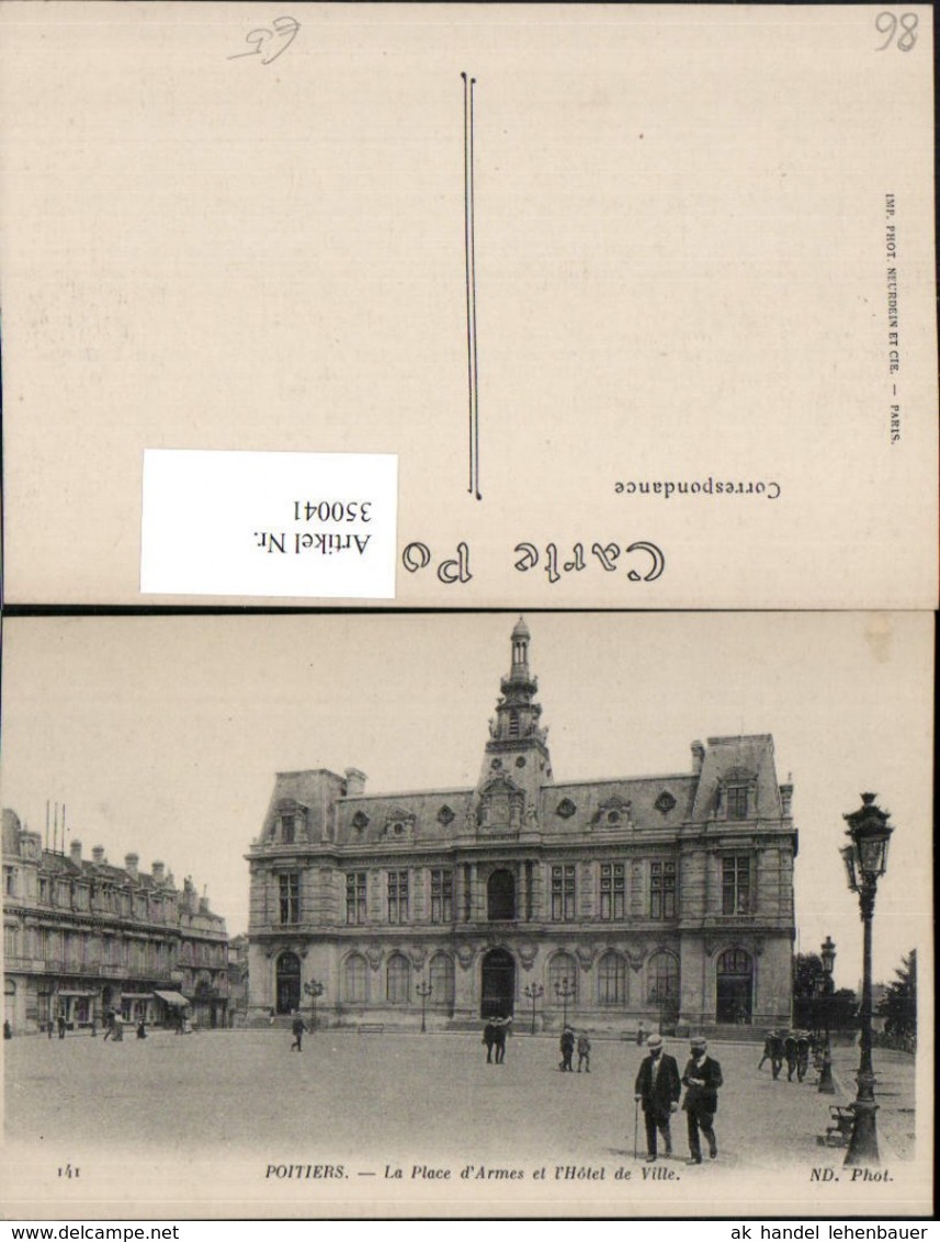 350041,Poitou-Charentes Vienne Poitiers La Place D'Armes Et L'Hotel De Ville Rathaus - Autres & Non Classés