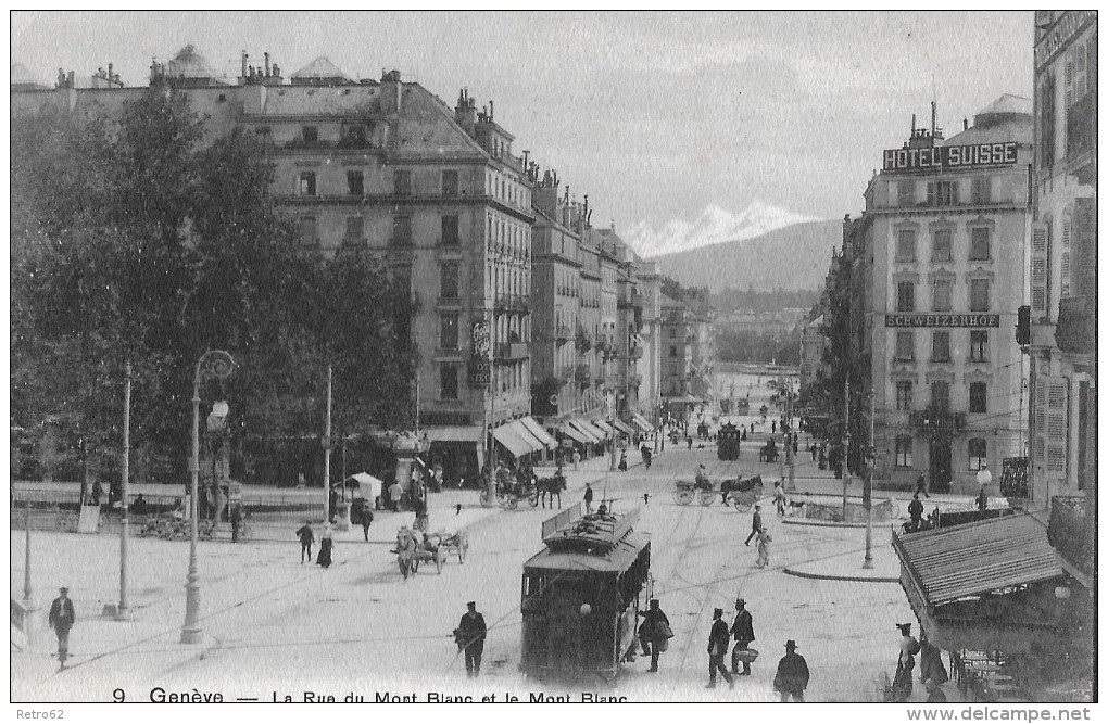 GENÈVE &#8594; Hôtel Suisse/Schweizerhof Avec Tramway Et De Passants, Ca.1910 - Genève