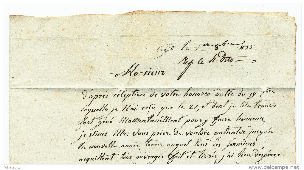 Lettre Précurseur MARCHE 1835 Vers BOUVIGNES Par DINANT - Origine Manuscrite AYE Signée Charpentier   --  WW898 - 1830-1849 (Belgique Indépendante)