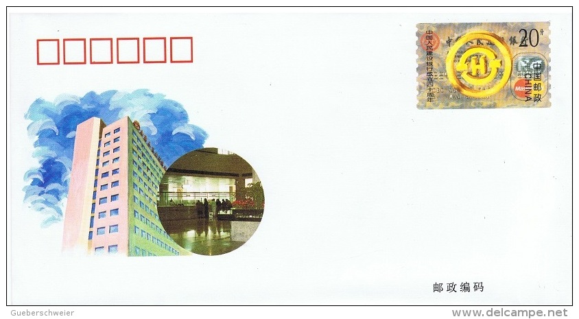 BANK-L5 - CHINE Entier Postal Illustré Thème Cartes Bancaires - Enveloppes