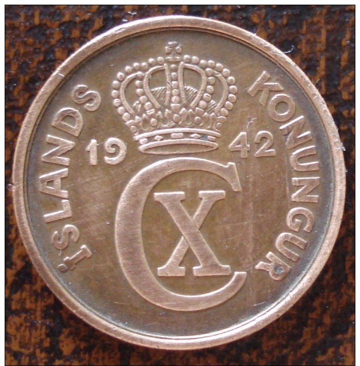 (J) ICELAND: 5 Aurar 1942 XF (1590) - Islandia