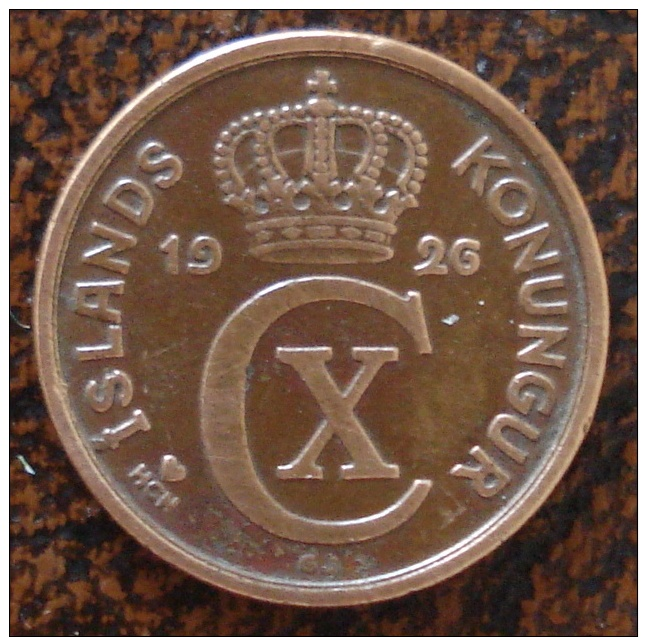 (J) ICELAND: 2 Aurar 1926 XF (1561)  WOOOW!!! - Iceland