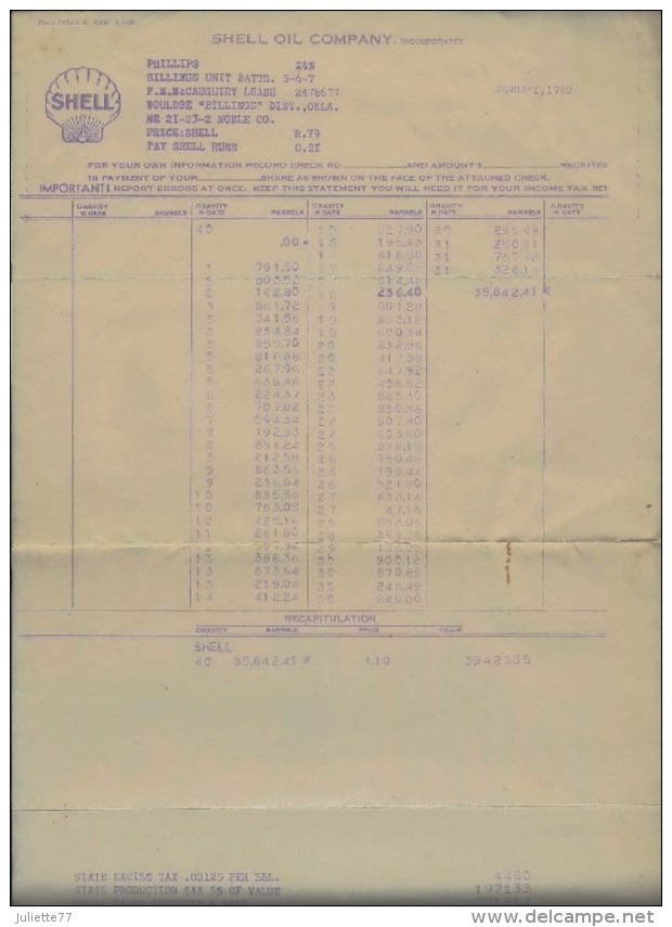 USA - SHELL OIL COMPANY Inc. - 1939-1940 - Record Check - Aardolie