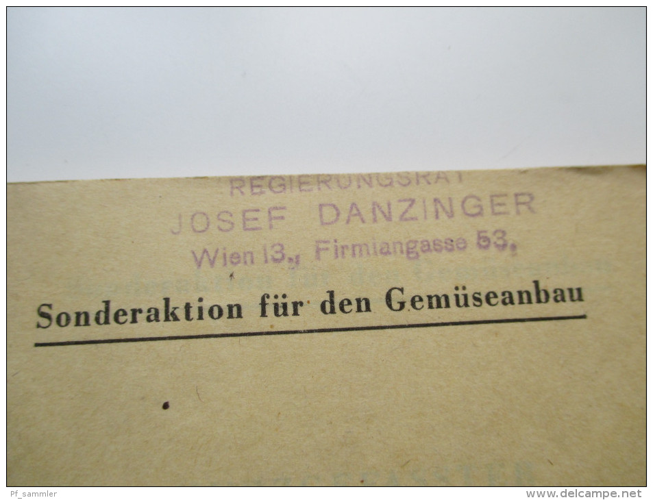 Österreich Wien 1947 Kurzgefasster Anbauplan Bundesministerien Für Volksernährung. Besitz: Regierungsrat Josef Danziger - Historische Dokumente