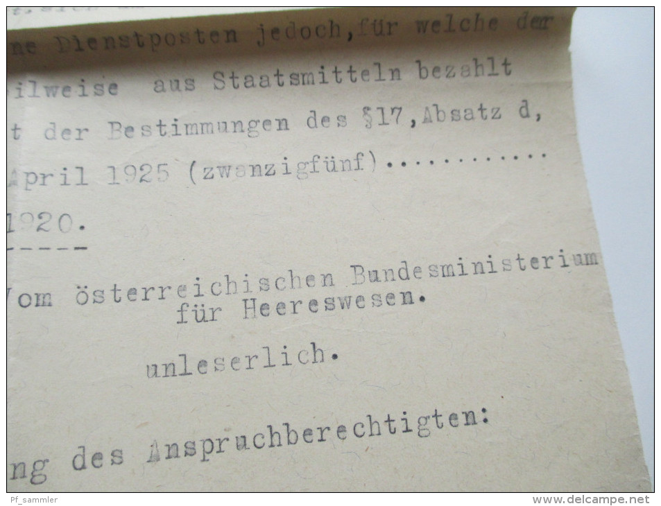 Österreich Wien 1920 Zertifikat Offizierstellvertreter Franz Müller Radfahrbataillon Berechtigung Zur Bewerbung Beamten - Historische Dokumente