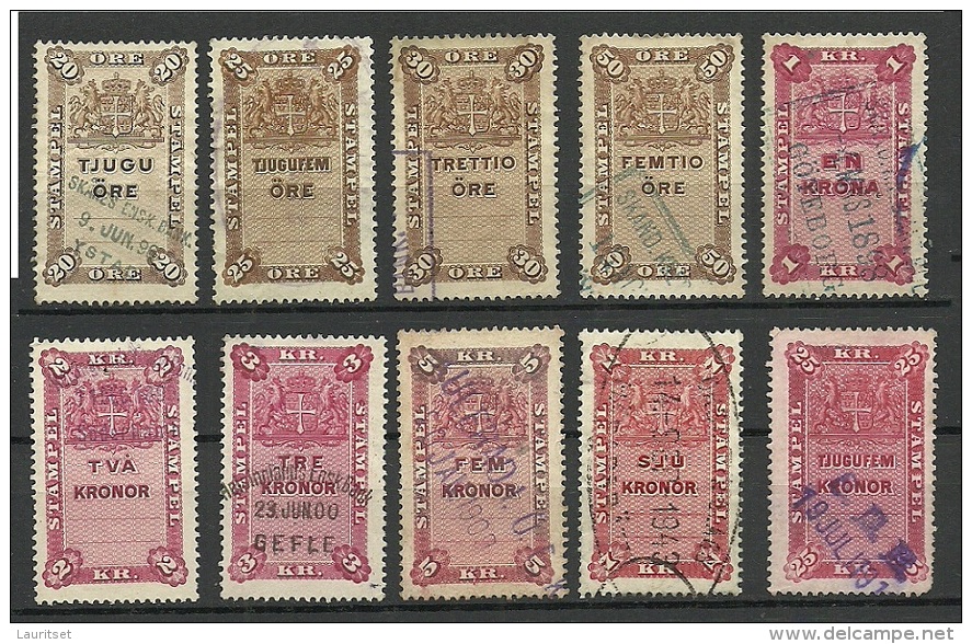 SCHWEDEN Sweden Ca 1880-1895 Lot Stempelmarken Documentary Stamps O - Revenue Stamps