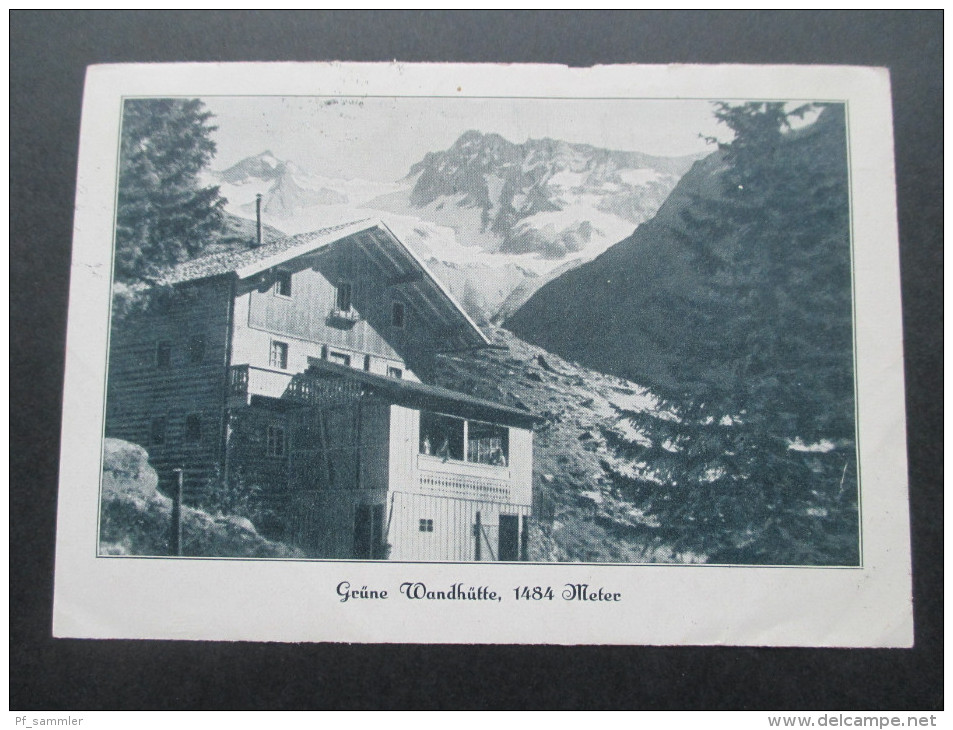 Österreich 1929 Hüttenbrief Der Grünen Wandhütte. 1484 Meter. Grünewandspitze In Taxach. Mayrhofen - Stilluptal - Covers & Documents