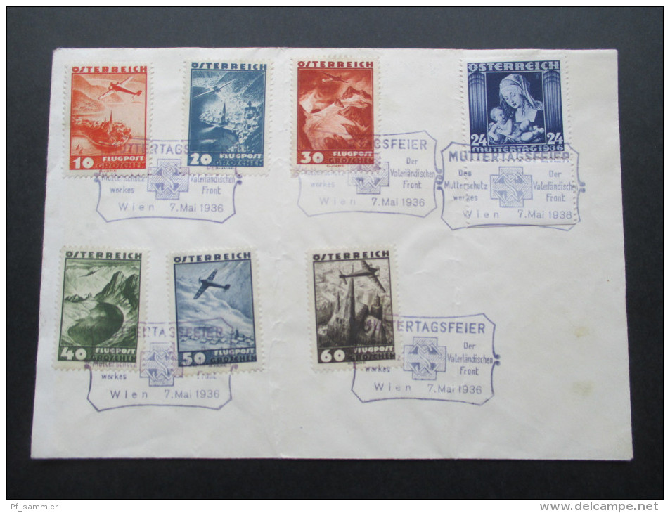 Österreich 1936 MiF Flugzeuge / Muttertag. Sonderstempel Muttertagsfeier Mutterschutzwekr / Vaterländische Front - Covers & Documents