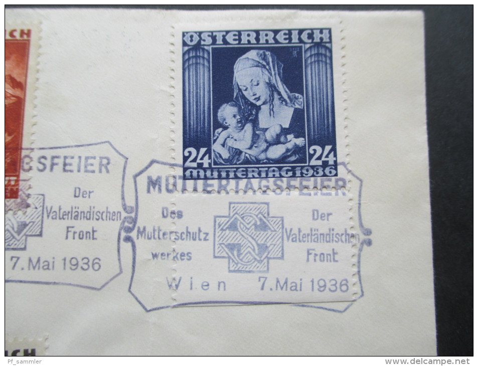 Österreich 1936 MiF Flugzeuge / Muttertag. Sonderstempel Muttertagsfeier Mutterschutzwekr / Vaterländische Front - Covers & Documents