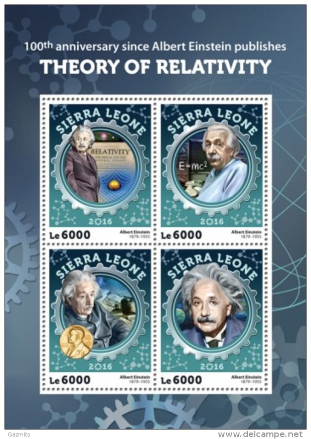 Sierra Leone 2016, Albert Einstein, 4val In BF - Albert Einstein