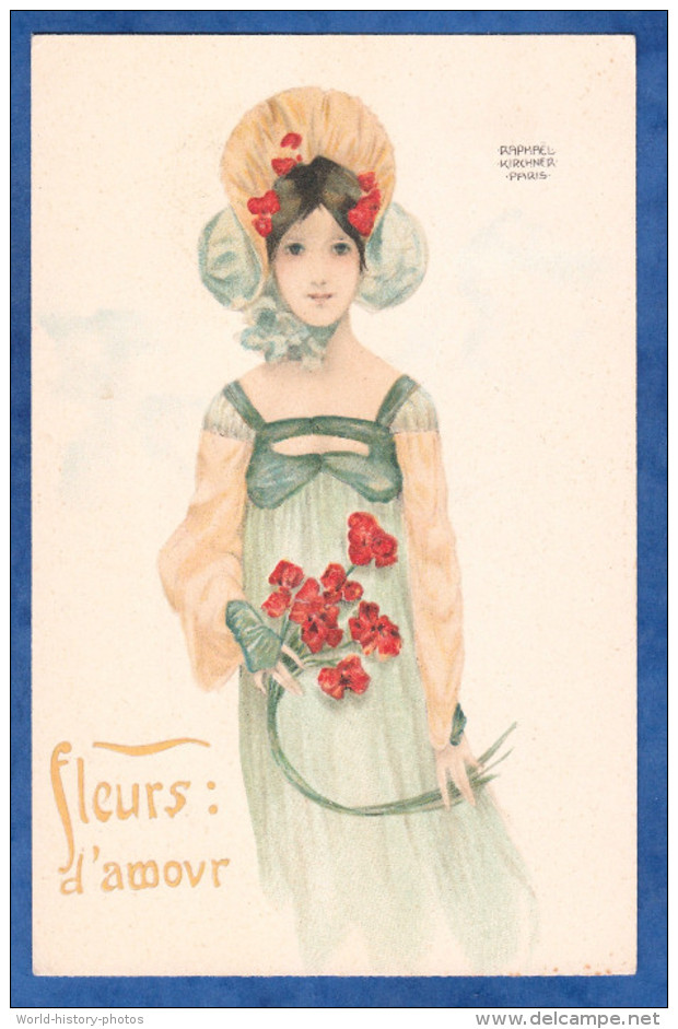 CPA Illustrée Par Raphael KIRCHNER - Série Fleurs D´ Amour - Art Nouveau - Début 1900 - Mode Chapeau Hat - TOP - Kirchner, Raphael