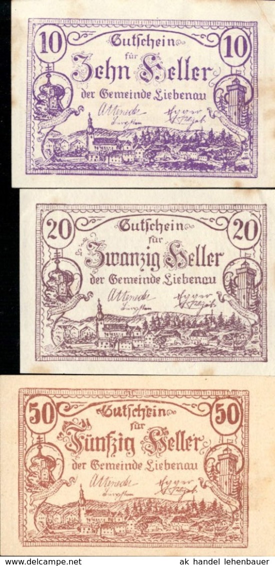 362454,3 Scheine Notgeld Liebenau Heller 10,20,50 - Oesterreich