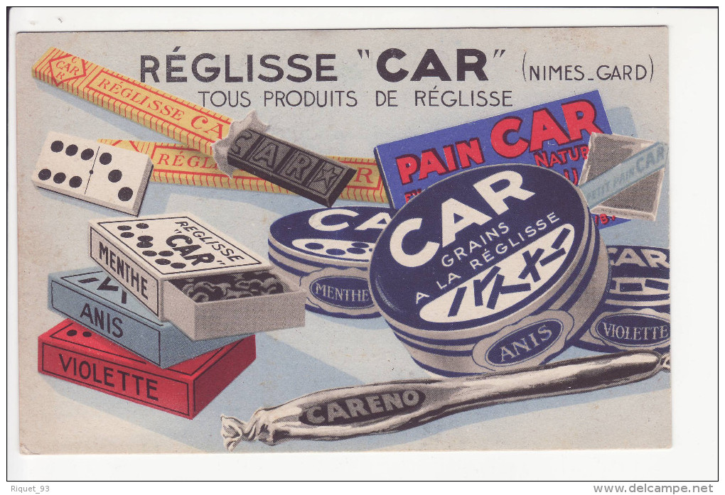 REGLISSE "CAR" (NIMES -GARD) - Publicité