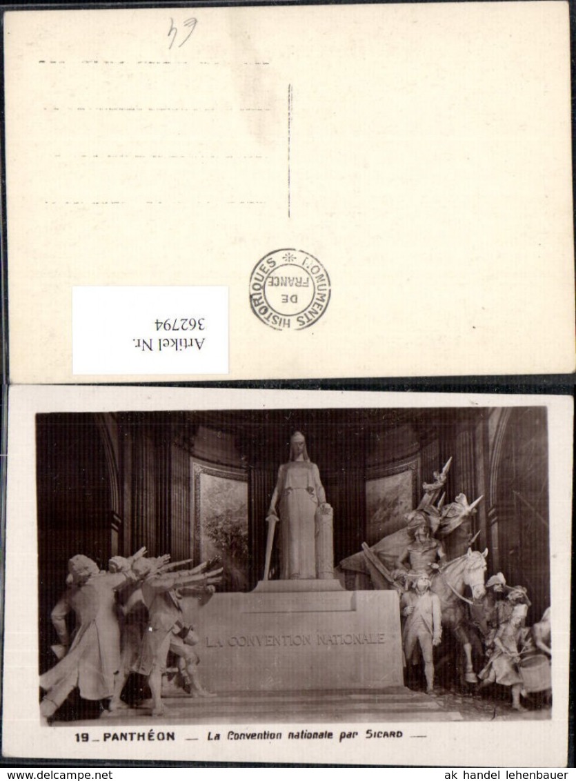 362794,K&uuml;nstler Ak Sicard La Convention Nationale Pantheon Paris Statue - Geschichte