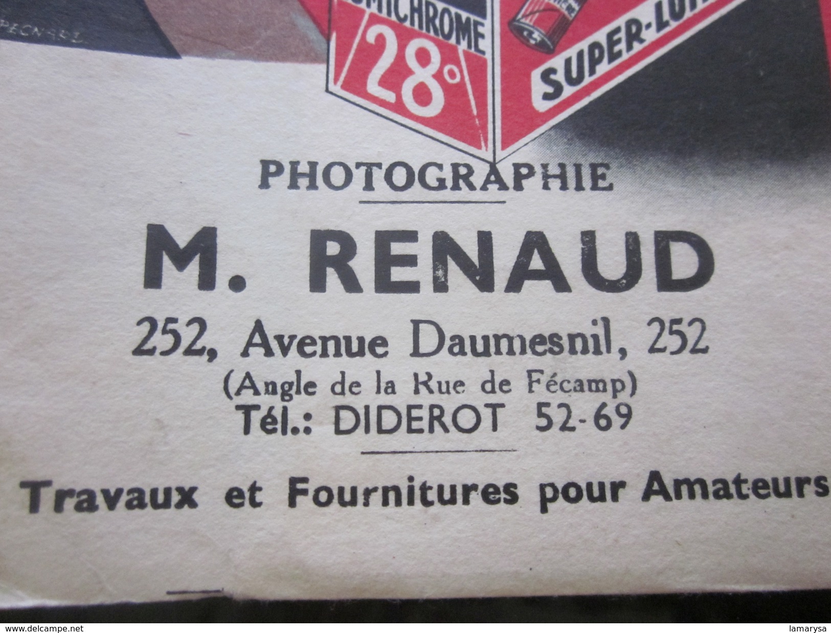 Photographie 1931 Ancienne Pochette Lumichrome"LUMIÈRE"illustrée (vide)Pour Photos Renaud Paris Matériel & Accessoires - Matériel & Accessoires