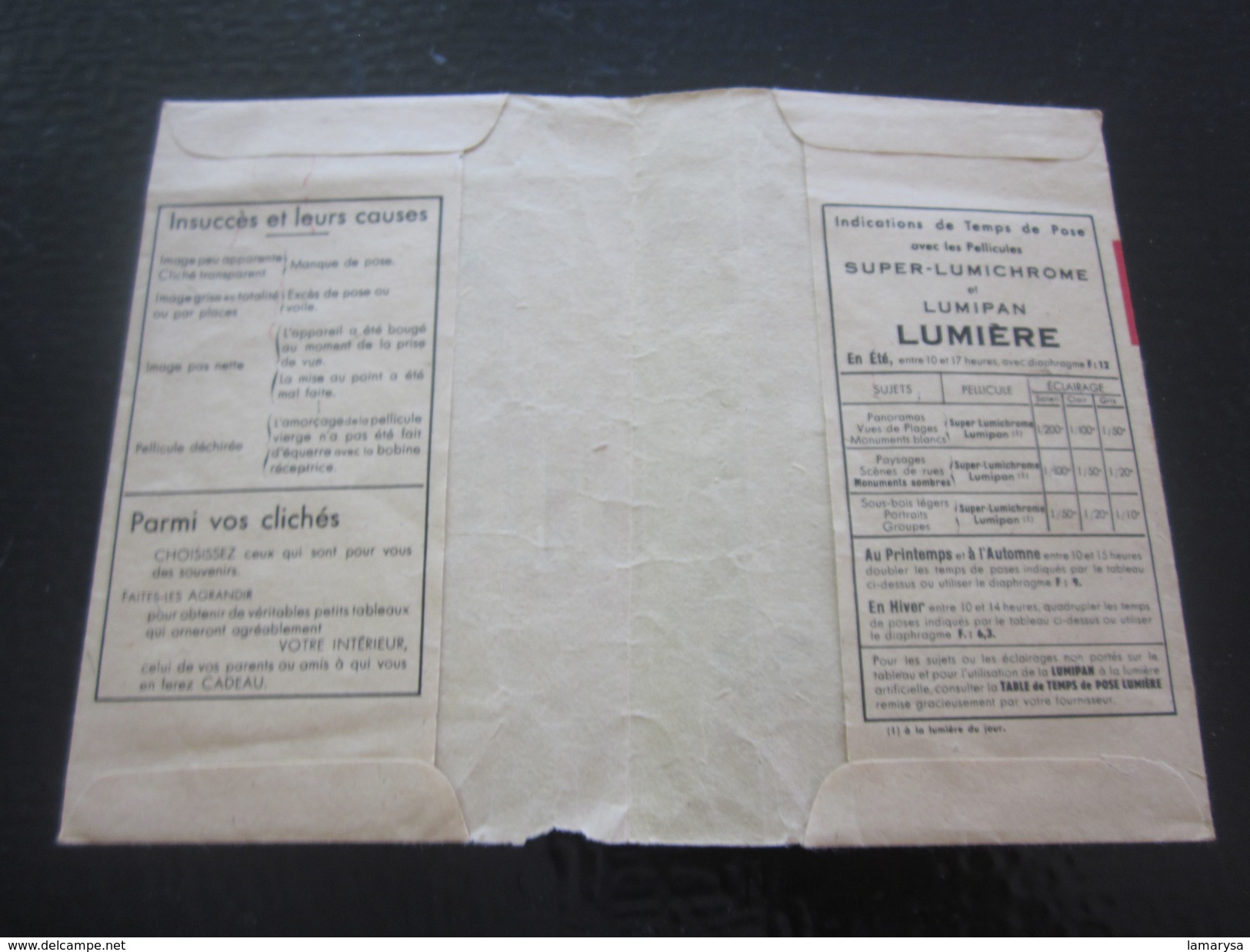 Photographie-1931 Ancienne Pochette Lumichrome "LUMIÈRE" Illustrée (vide)Pour Photos---Matériel - Matériel & Accessoires