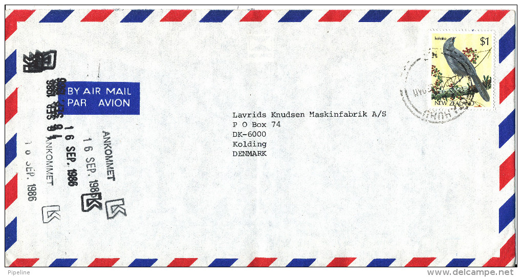 New Zealand Air Mail Cover Sent To Denmark 12-9-1986 Single Stamped BIRD - Luchtpost