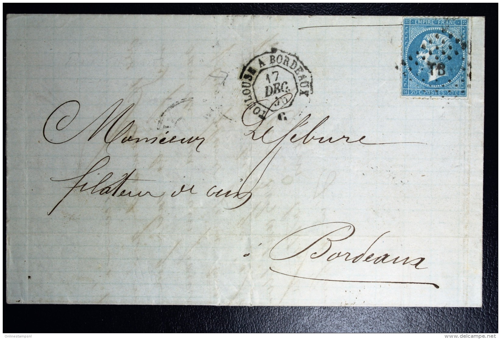 France: Lettre 1865 Ambulant TB  Toulouse A Bordeaux - 1849-1876: Klassieke Periode