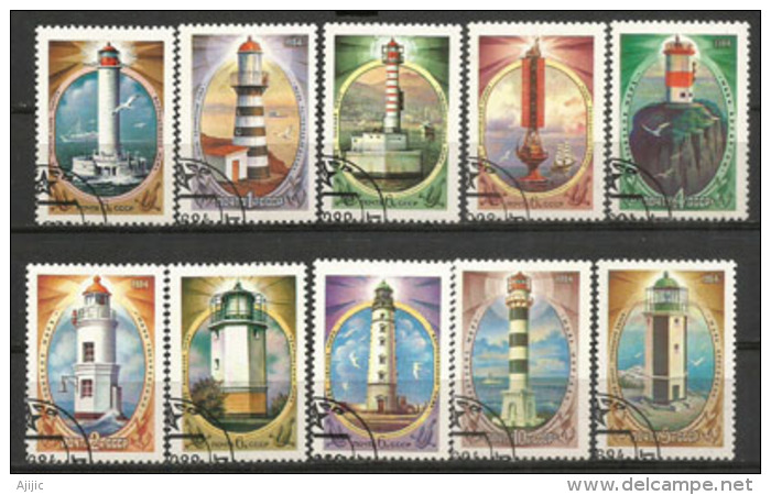 Grands Phares Des Mers Orientales De La Sibérie  , 2 Series Completes. 10 Timbres Oblitérés, Bonne Qualité - Fari