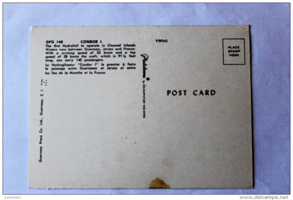 Carte Postale - CONDOR I - Bateau Hydroglisseur Guernesey Jersey Aéroglisseur - Hovercrafts