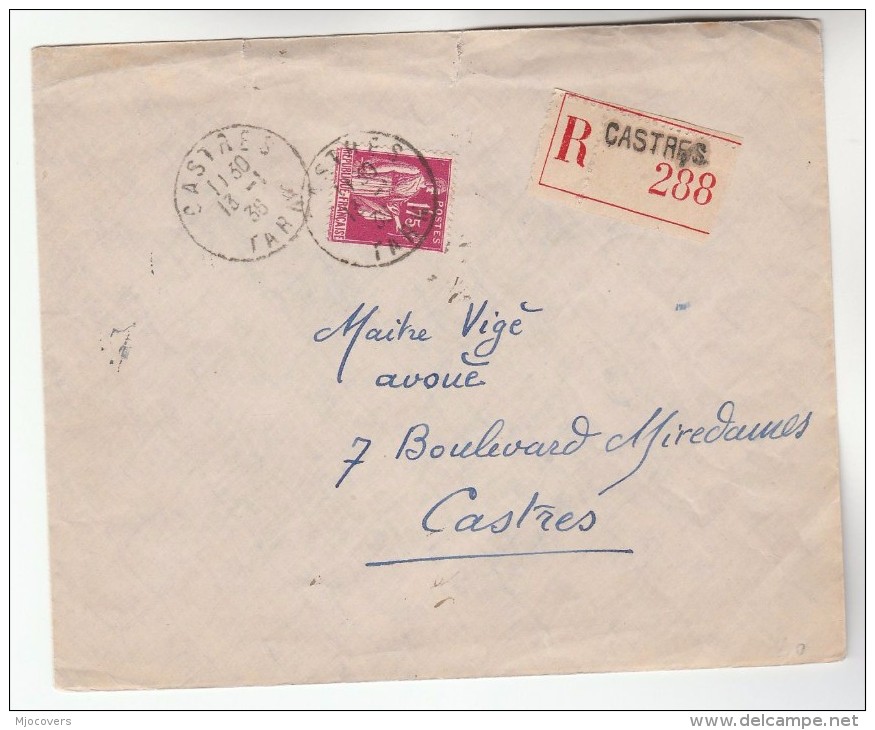 1936 REGISTERED Castes FRANCE 1.75 Stamps COVER - Covers & Documents