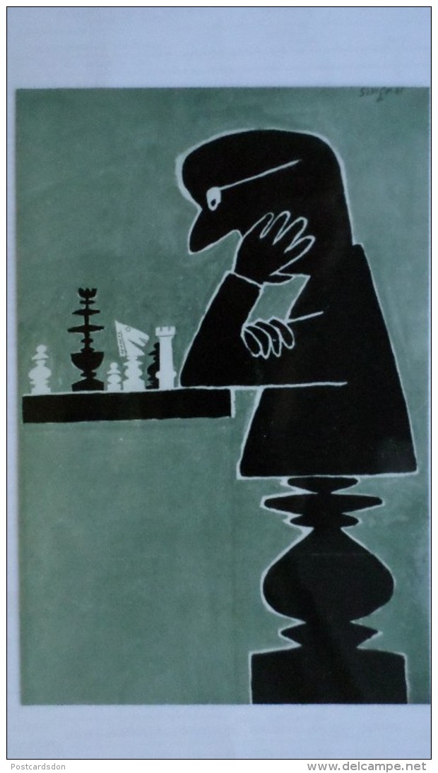 JEU - ECHECS - CHESS - ECHECS -  CHESS IN PAINTING. Modern POSTCARD  - Raymond Savignac "Reflections" - Schach