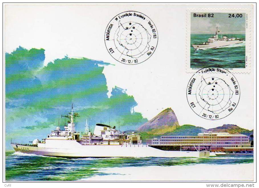 BRAZIL 1982/83 - Maximum Card Cancelled First Antarctic Expedition - Cartes-maximum