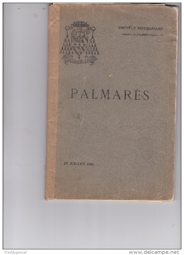 CUREGHEM INSTITUT NOTRE_DAME PALMARES 1916 - Diploma's En Schoolrapporten