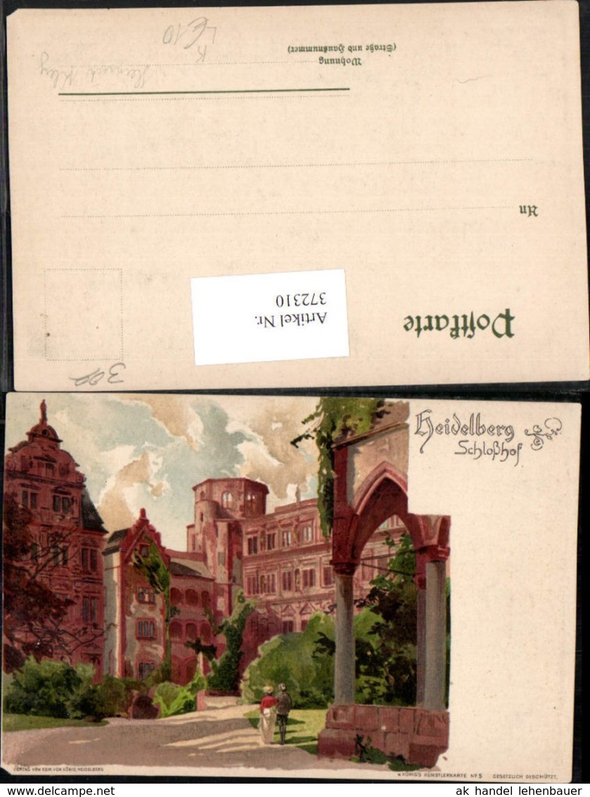 372310,K&uuml;nstler Litho Heinrich Kley Heidelberg Schloss Schlosshof - Kley