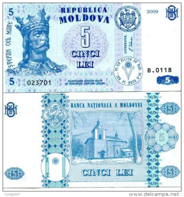 Moldova 2009 5 LEU P-9f UNC DE.202 - Moldavie