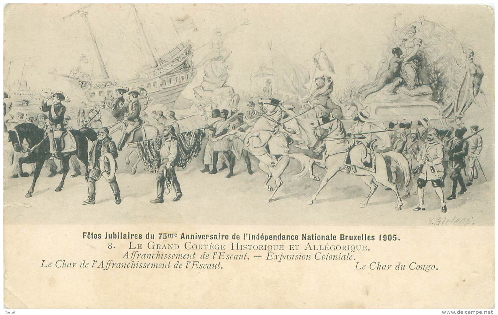 BRUXELLES - 1905 - Fêtes Jubilaires 75ème Anniversaire De L'Indépendance Nationale - Le Grand Cortège Historique - Char - Feesten En Evenementen