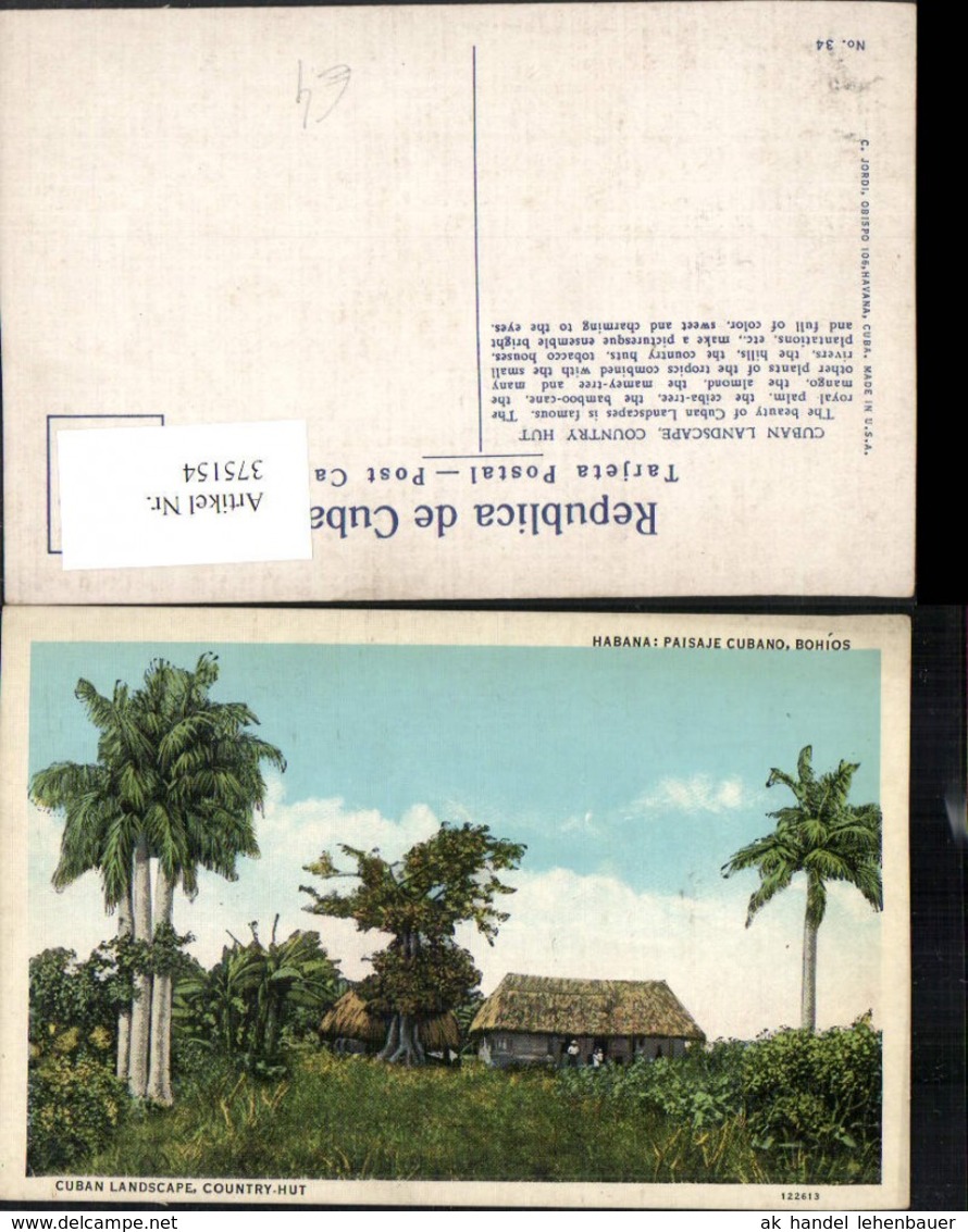 375154,Cuba Habana Havana Paisaje Cubano Country-Hut H&uuml;tte Palme - Sonstige & Ohne Zuordnung