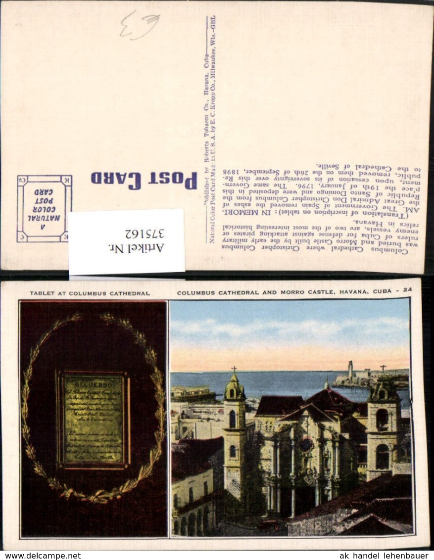 375162,Cuba Havana Columbus Cathedral And Morro Castle Tablet Kirche Mehrbildkarte - Sonstige & Ohne Zuordnung