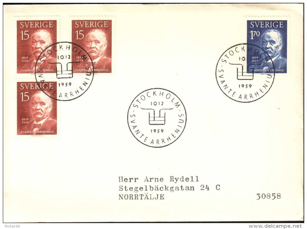 Sweden - FDC 10/12 1959 Svante Arrhenius - FDC